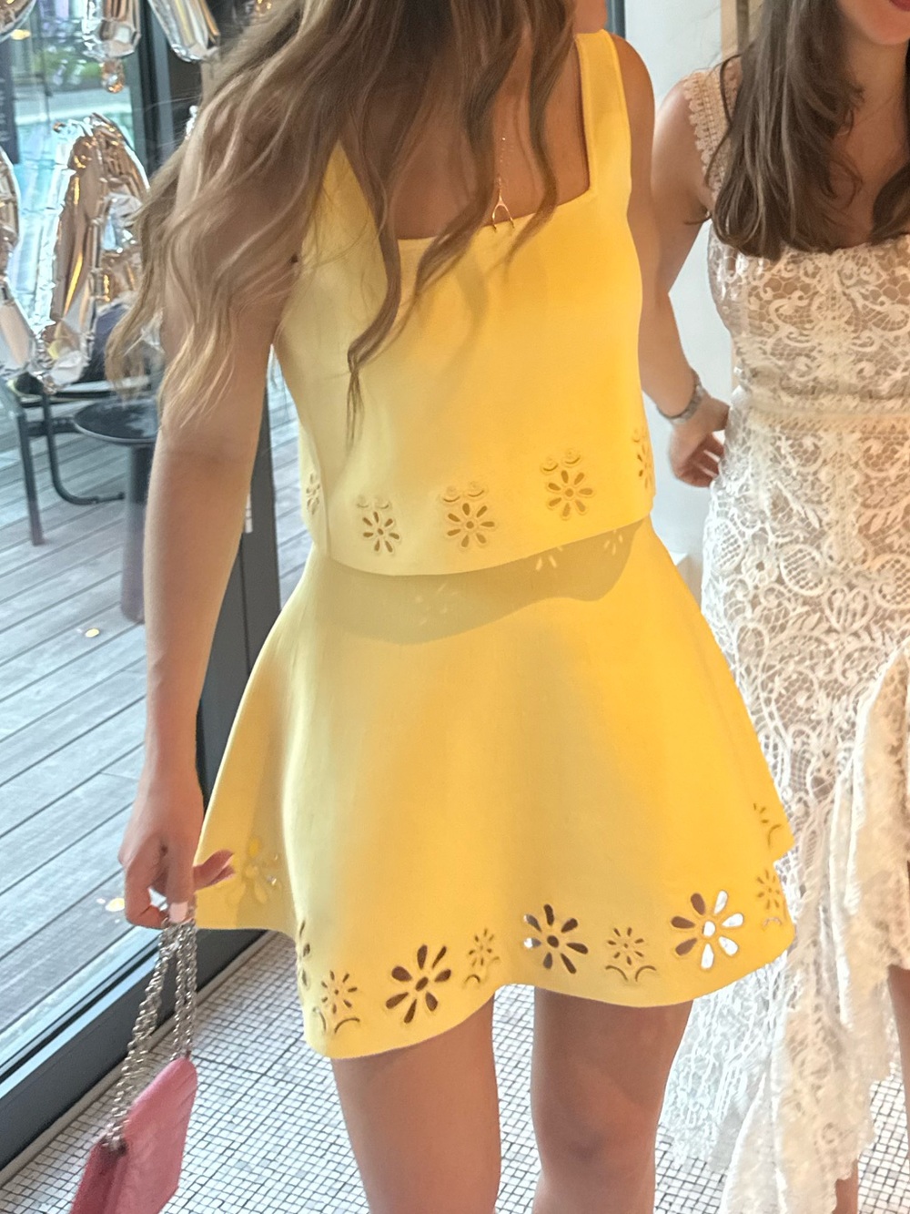 Zara Yellow Floral Cutout Mini Dress